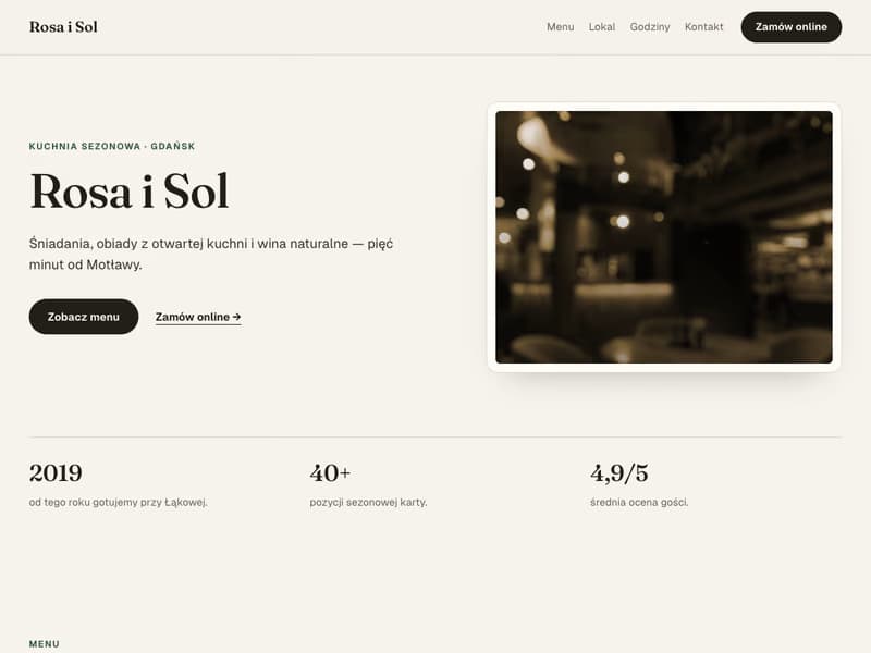 Screenshot of the Restavox Default template with a sample restaurant
